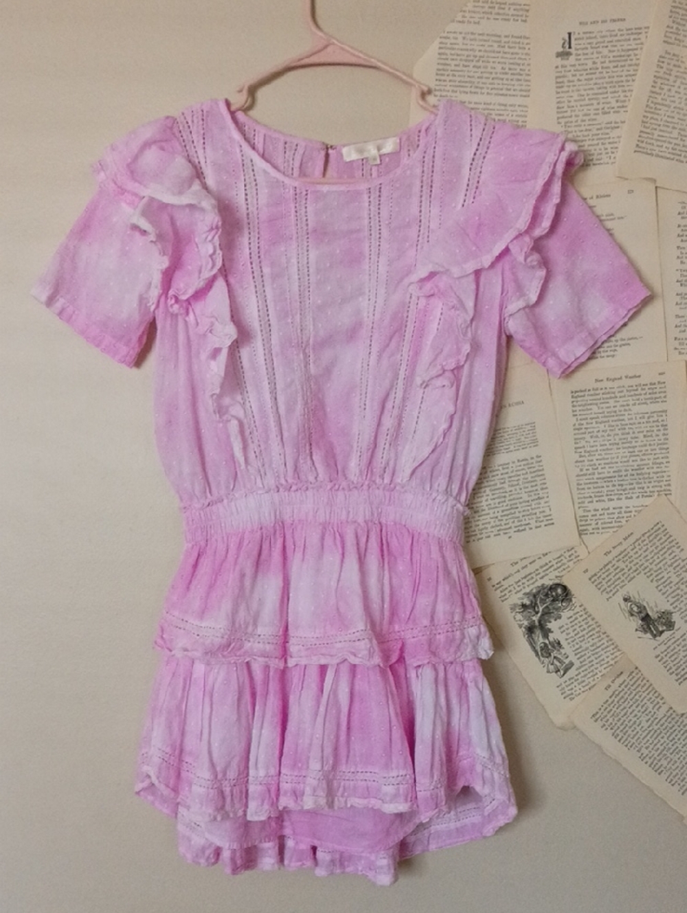 Loveshackfancy Pink Tyedye Ruffle Dress